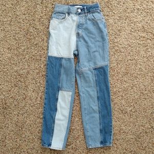 Pacsun High Rise Straight Leg Patch Color Block Mom Jeans Size 22 000